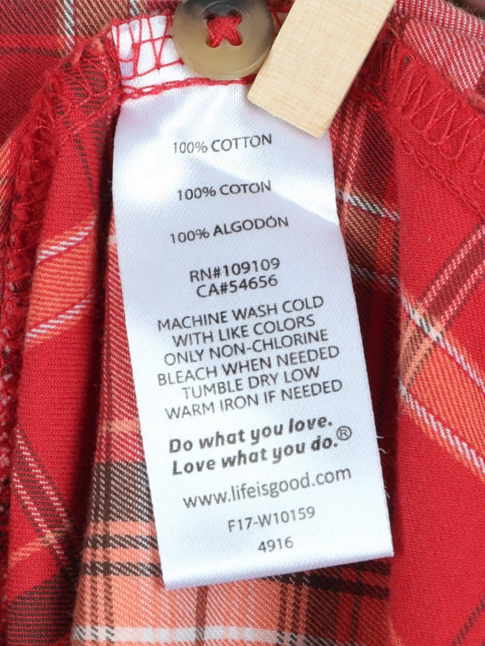 Life Is Good Womens Classic Fit, Small, Red Long Sleeve Plaid Button-Down Shirt - Picture 6 of 7
